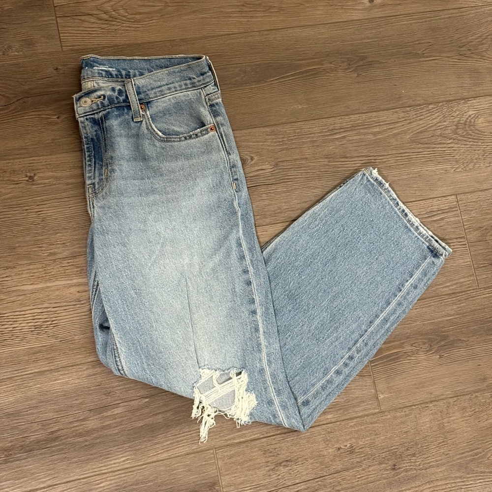 Mid-Rise Boyfriend Loose Jeans